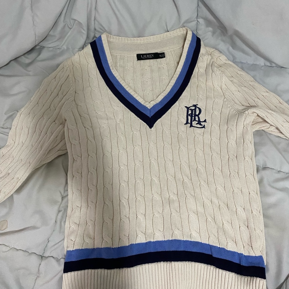 Ralph lauren oversized V neck big knit sweater academia